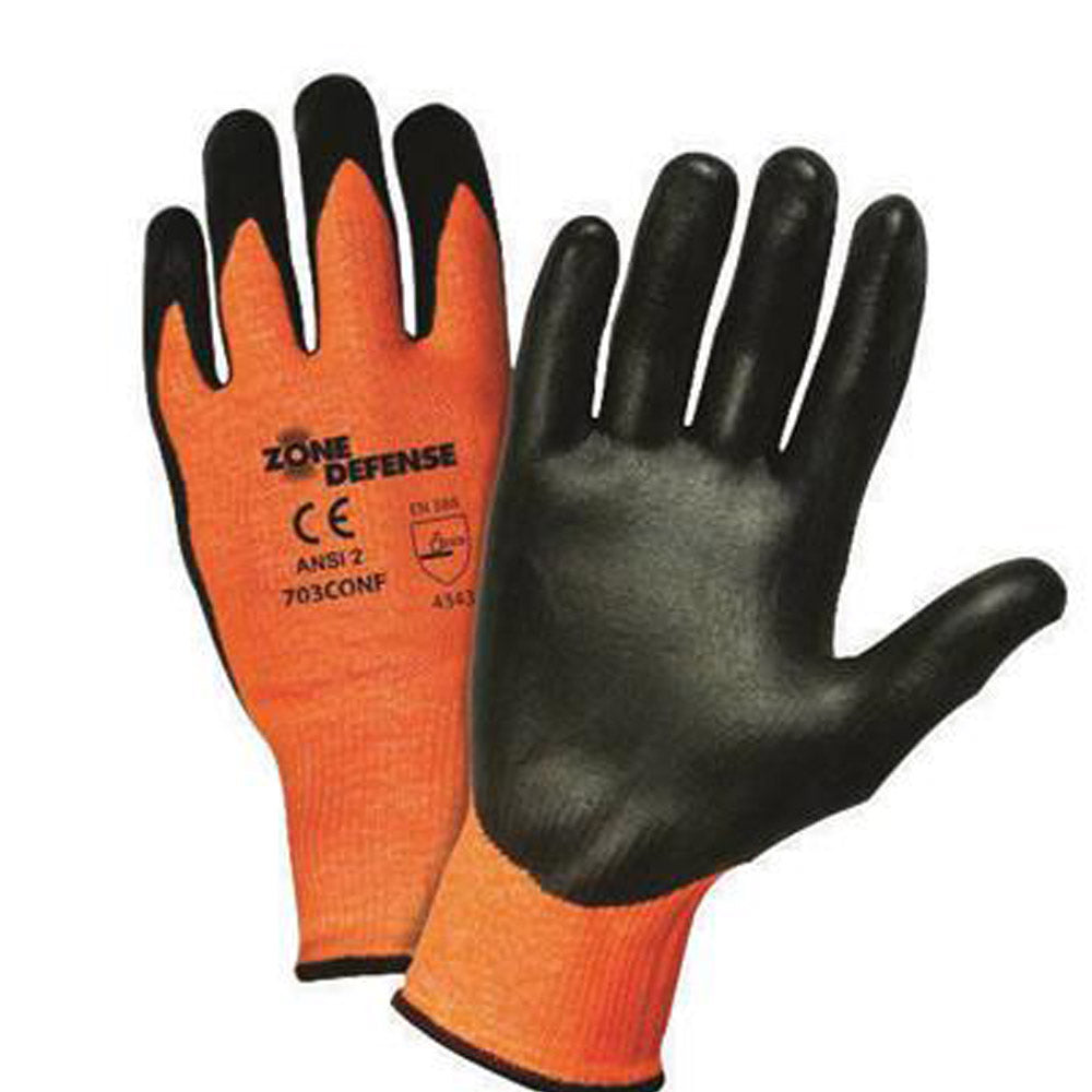 West Chester Medium Zone Defense Cut And Abrasion Resistant Black Nitrile Foam Palm Coated Work Gloves With Elastic Knit Wrist-eSafety Supplies, Inc