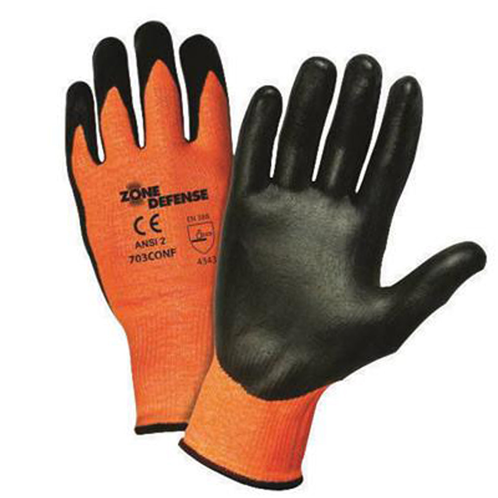 West Chester 2X Zone Defense Cut And Abrasion Resistant Black Nitrile Foam Palm Coated Work Gloves With Elastic Knit Wrist-eSafety Supplies, Inc