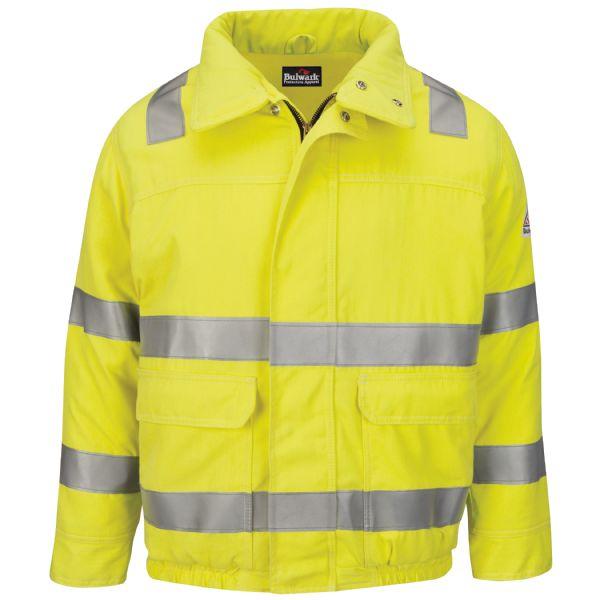 Bulwark Men's Regular HI VIS Lined Bomber Jacket With Reflective Trim - Cooltouch2-eSafety Supplies, Inc