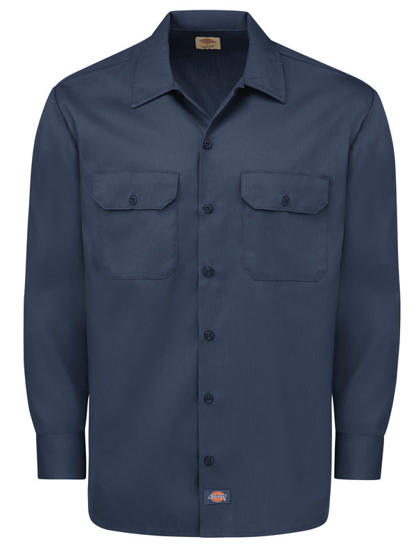 Dickies Men's Long-Sleeve Traditional Work Shirt Dark Navy