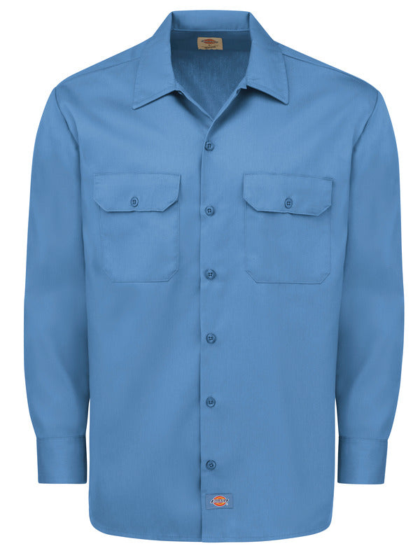 dress shirt dickie Dickies Men's 574 Long Sleeve Button Front Uniform Work Shirt Dark Navy, Size: XL, Blue
