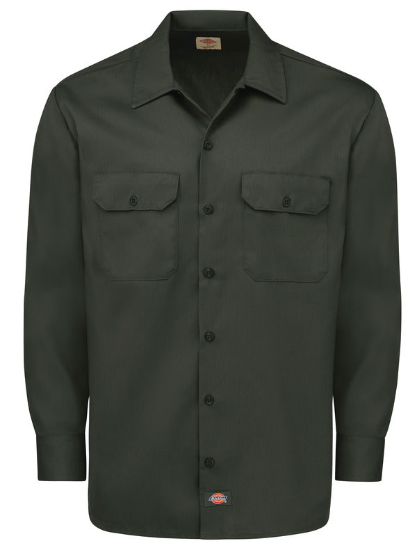 Dickies 5574T - Long Sleeve Work Shirt - Tall Sizes Olive Green - XLT Dickies 5574T - Long Sleeve Work Shirt - Tall Sizes Olive Green - XLT