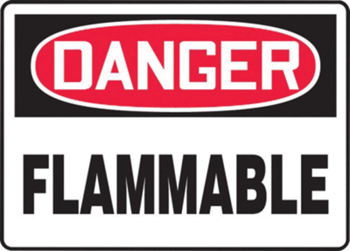 Accuform® 7" X 10" Red, Black And White Aluminum Safety Signs "DANGER FLAMMABLE"-eSafety Supplies, Inc