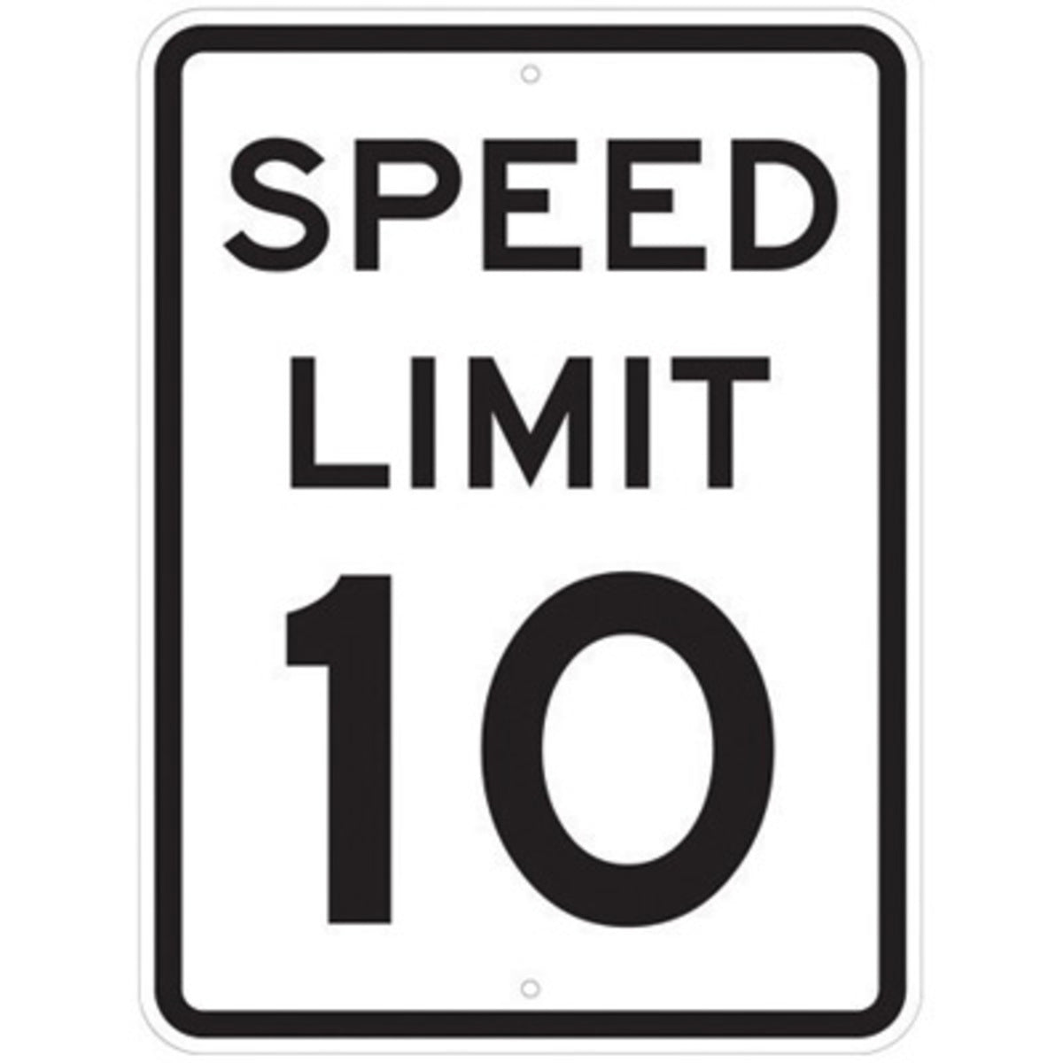 Brady® 24" X 18" X .090" Black On White .0902" B-959 Aluminum Safety Sign "SPEED LIMIT 10 MPH"-eSafety Supplies, Inc