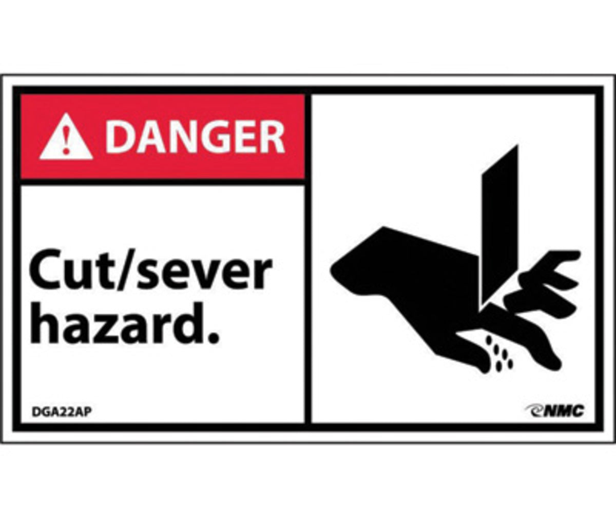 NM 3" X 5" Black, Red And White 0.0045" Pressure Sensitive Vinyl Rectangle ANSI Sign "DANGER CUT/SEVER HAZARD (With Graphic)"-eSafety Supplies, Inc
