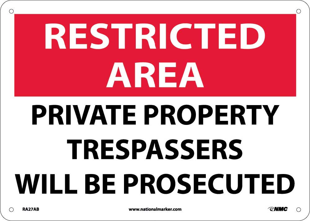 Restricted Area Private Property Sign-eSafety Supplies, Inc