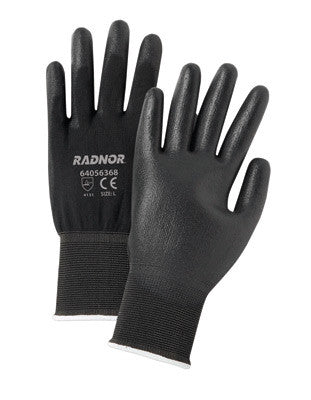 Radnor 2X 13 Gauge Economy Black Polyurethane Palm Coated Work Gloves With Black Nylon Knit Liner-eSafety Supplies, Inc