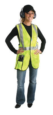 Radnor Large Yellow Lightweight Polyester Class 2 Break-Away Vest With Front Hook And Loop Closure, 2" 3M Scotchlite Reflective Tape Striping And 2 Pockets-eSafety Supplies, Inc