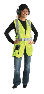 Radnor 2X Yellow Lightweight Polyester Class 2 Break-Away Vest With Front Hook And Loop Closure, 2" 3M Scotchlite Reflective Tape Striping And 2 Pockets-eSafety Supplies, Inc