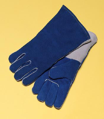 Radnor Large Blue 14" Premium Side Split Cowhide Cotton Lined Welders Gloves With Wing Thumb And Kevlar Stitching-eSafety Supplies, Inc