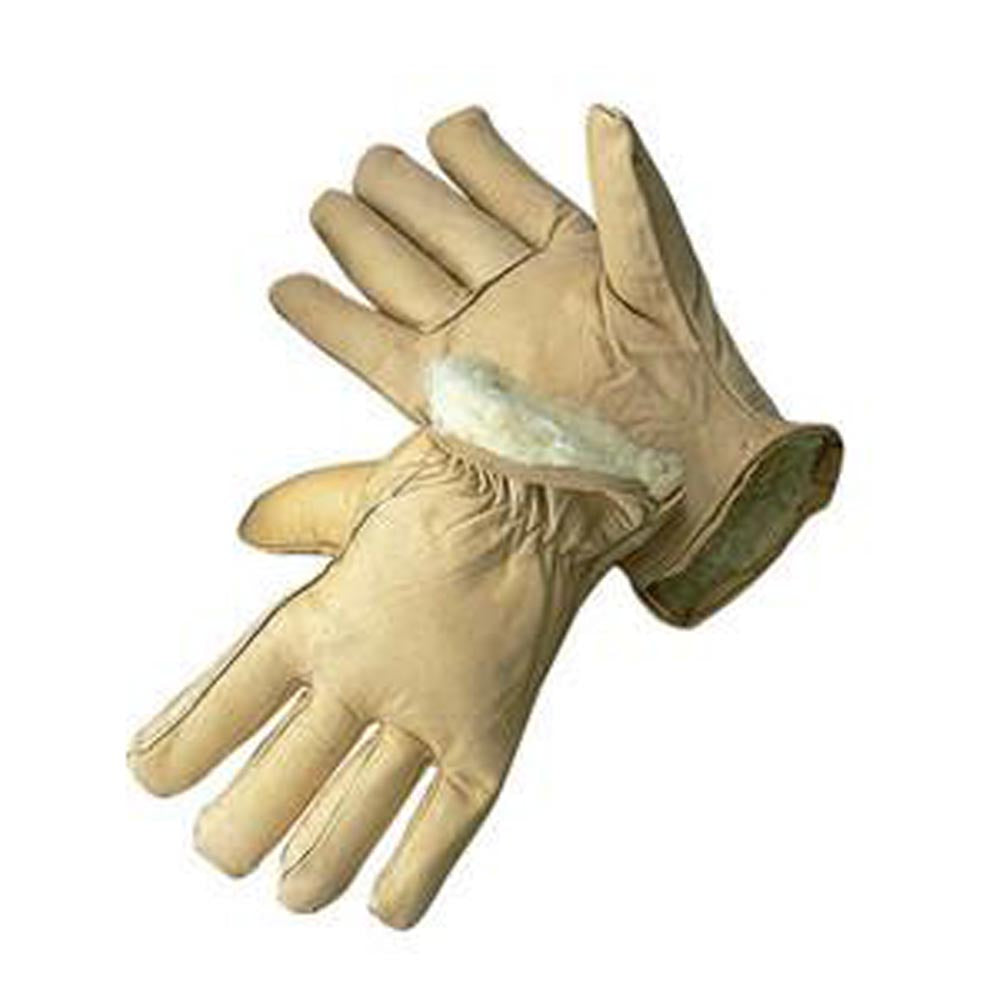 Radnor Medium Tan Leather Thinsulate Lined Cold Weather Gloves With Keystone Thumb, Safety Cuffs, Color Coded Hem And Shirred Elastic Wrist-eSafety Supplies, Inc