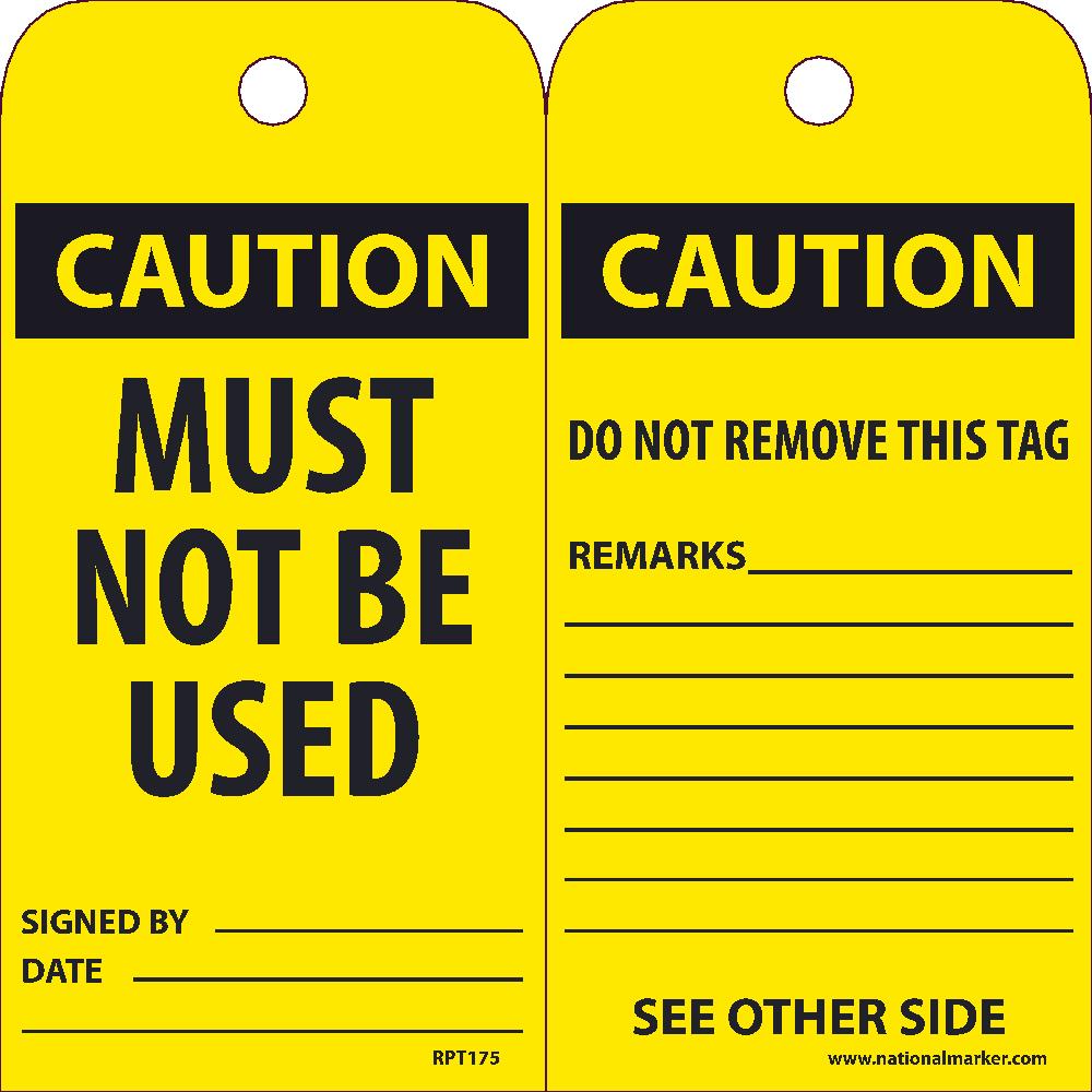 Caution Must Not Be Used Tag - Pack of 25-eSafety Supplies, Inc
