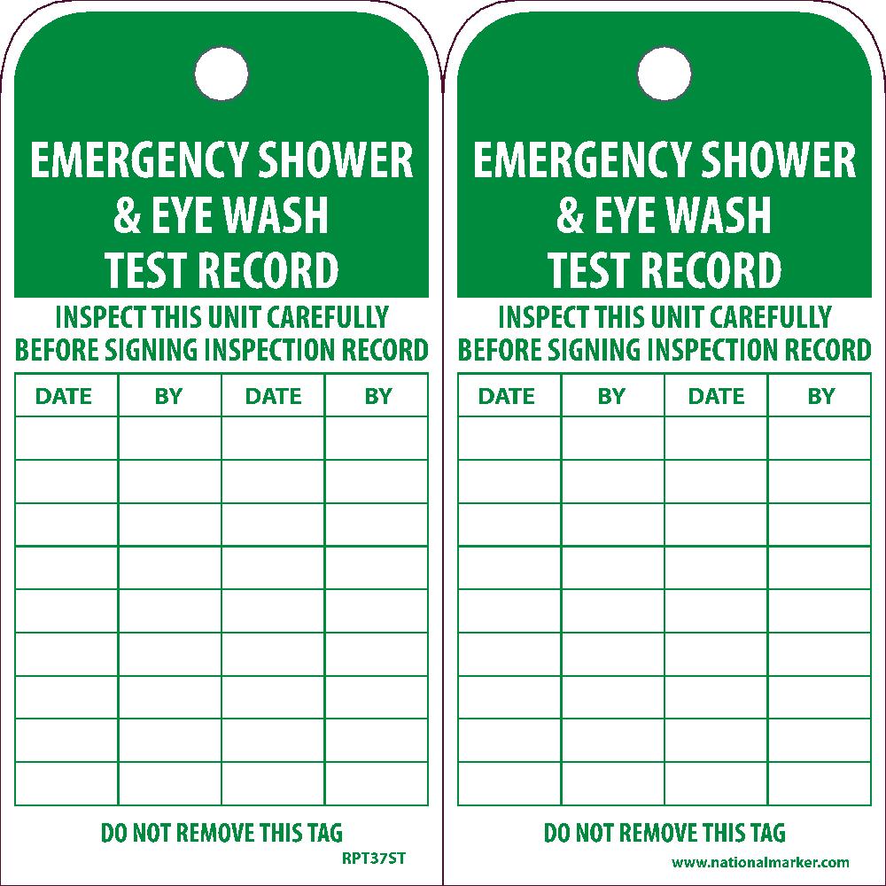 Emergency Shower & Eye Wash Test Record Tag - Pack of 25-eSafety Supplies, Inc