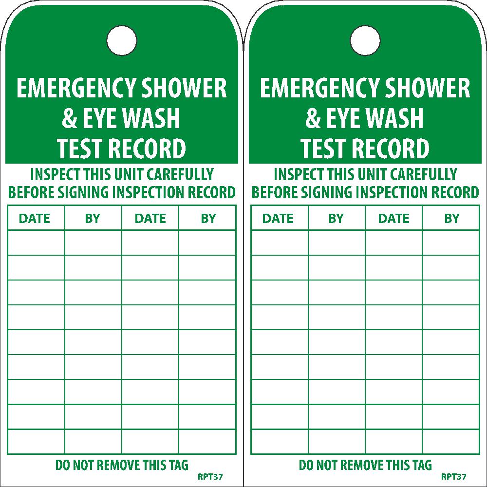 Emergency Shower & Eye Wash Test Record Tag-eSafety Supplies, Inc