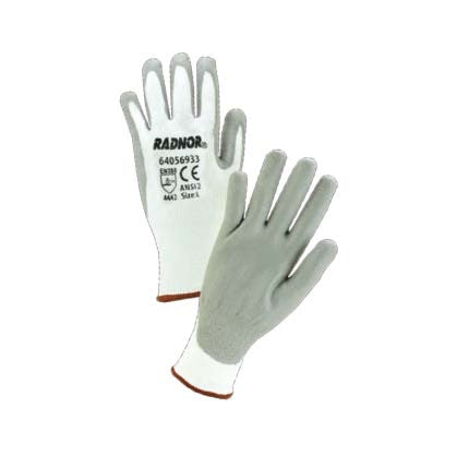 White HPPE Glove w/Gray PU Coating-eSafety Supplies, Inc