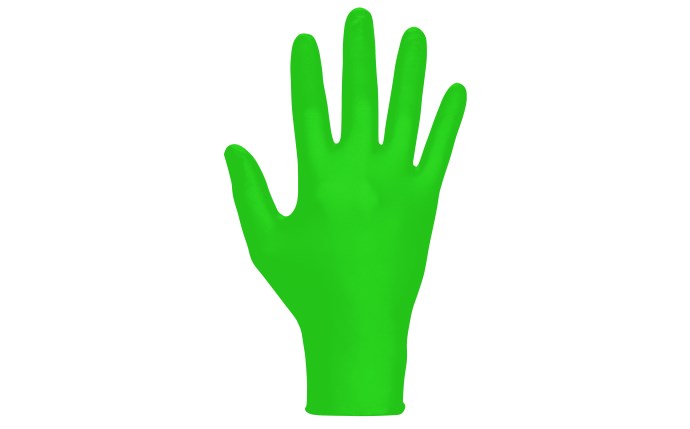 Raven HiViz INVUE- 6mil P/F Nitrile Green Hi-Visibility Glove-eSafety Supplies, Inc