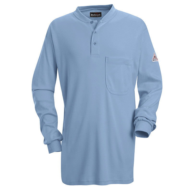 Bulwark - Long Sleeve Tagless Henley Shirt - EXCEL FR-eSafety Supplies, Inc