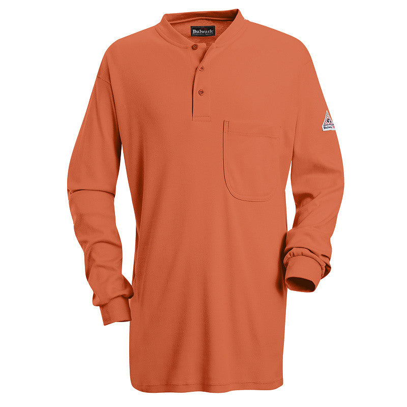 Bulwark - Long Sleeve Tagless Henley Shirt - EXCEL FR-eSafety Supplies, Inc