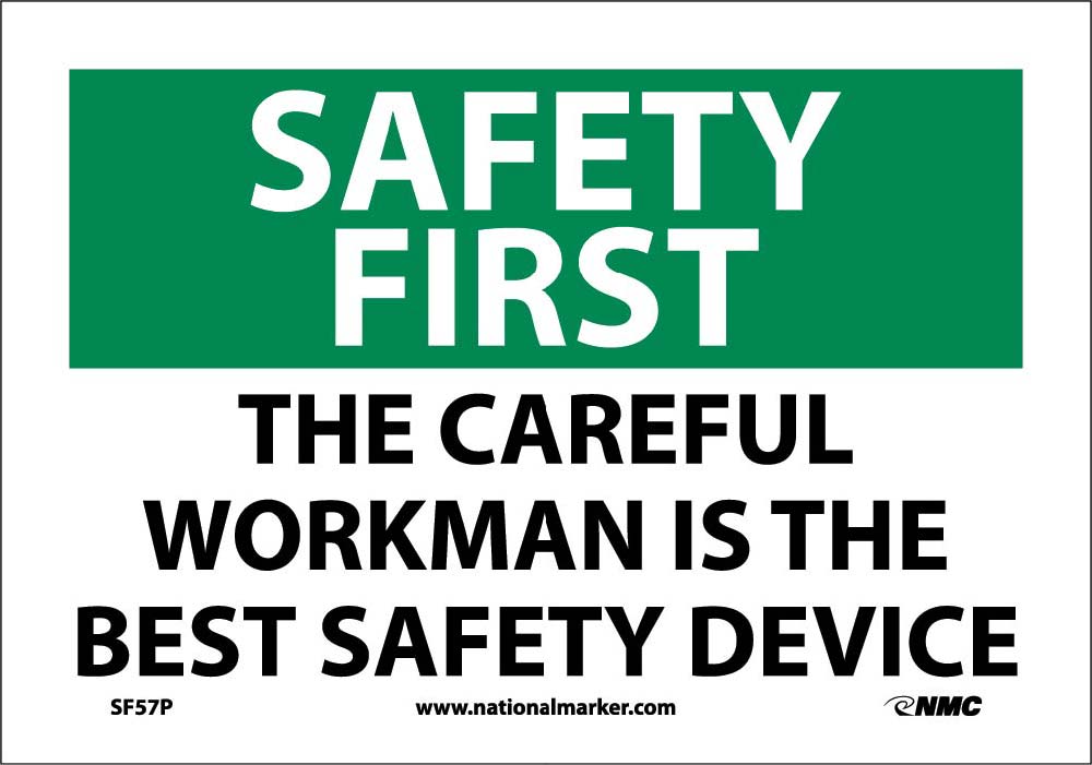 Safety First, The Careful Workman Is The Best Safety Device Sign-eSafety Supplies, Inc