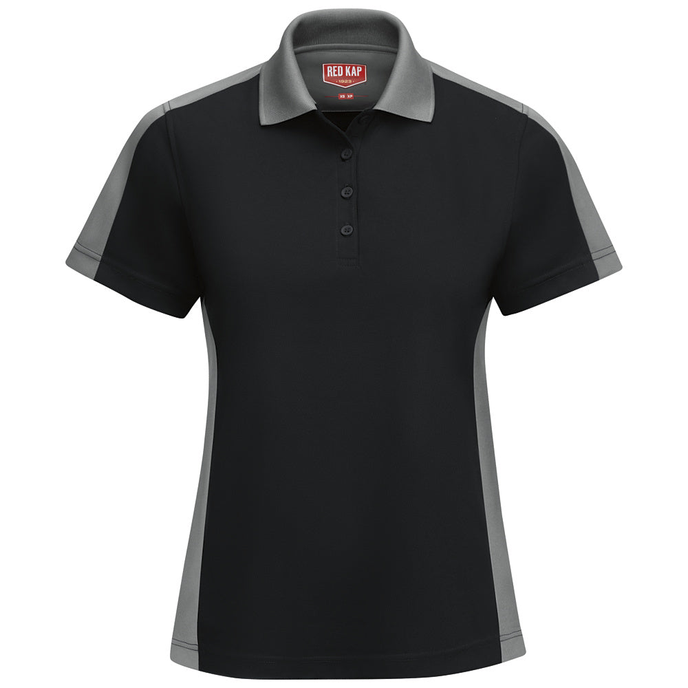 Red Kap Women's Short Sleeve Performance Knit Two-Tone Polo SK53 - Black / Grey-eSafety Supplies, Inc