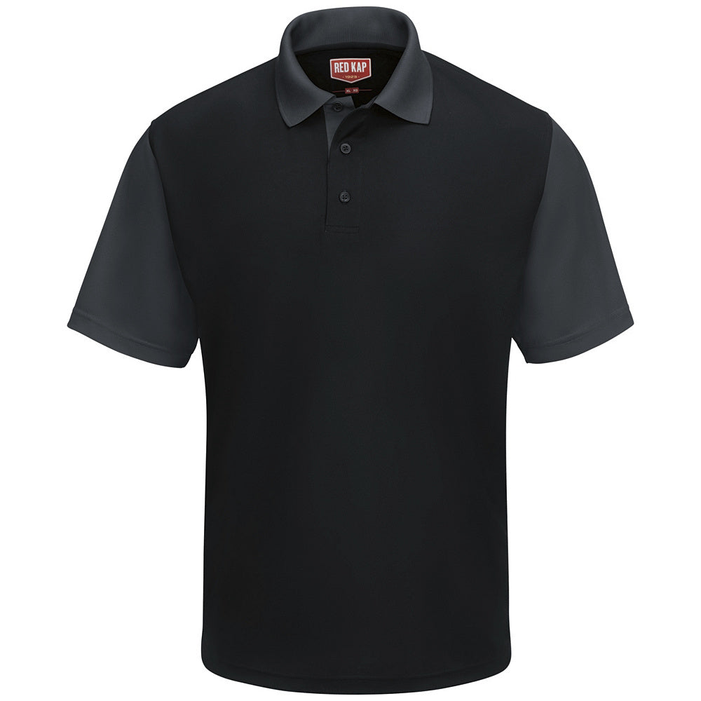 Red Kap Men's Short Sleeve Performance Knit® Color-block Polo SK56 - Black/Charcoal-eSafety Supplies, Inc