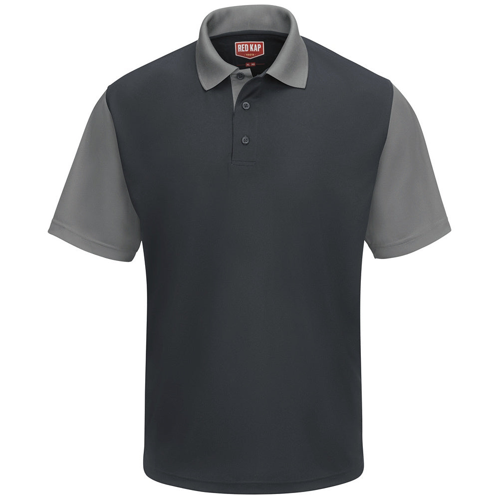 Red Kap Men's Short Sleeve Performance Knit® Color-block Polo SK56 - Charcoal/Grey-eSafety Supplies, Inc