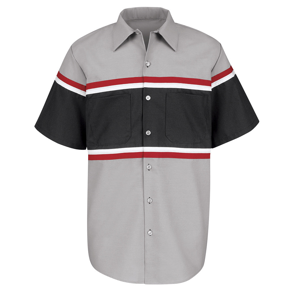 Red Kap Technician Shirt SP24 - Grey / Black w/ Red / White-eSafety Supplies, Inc