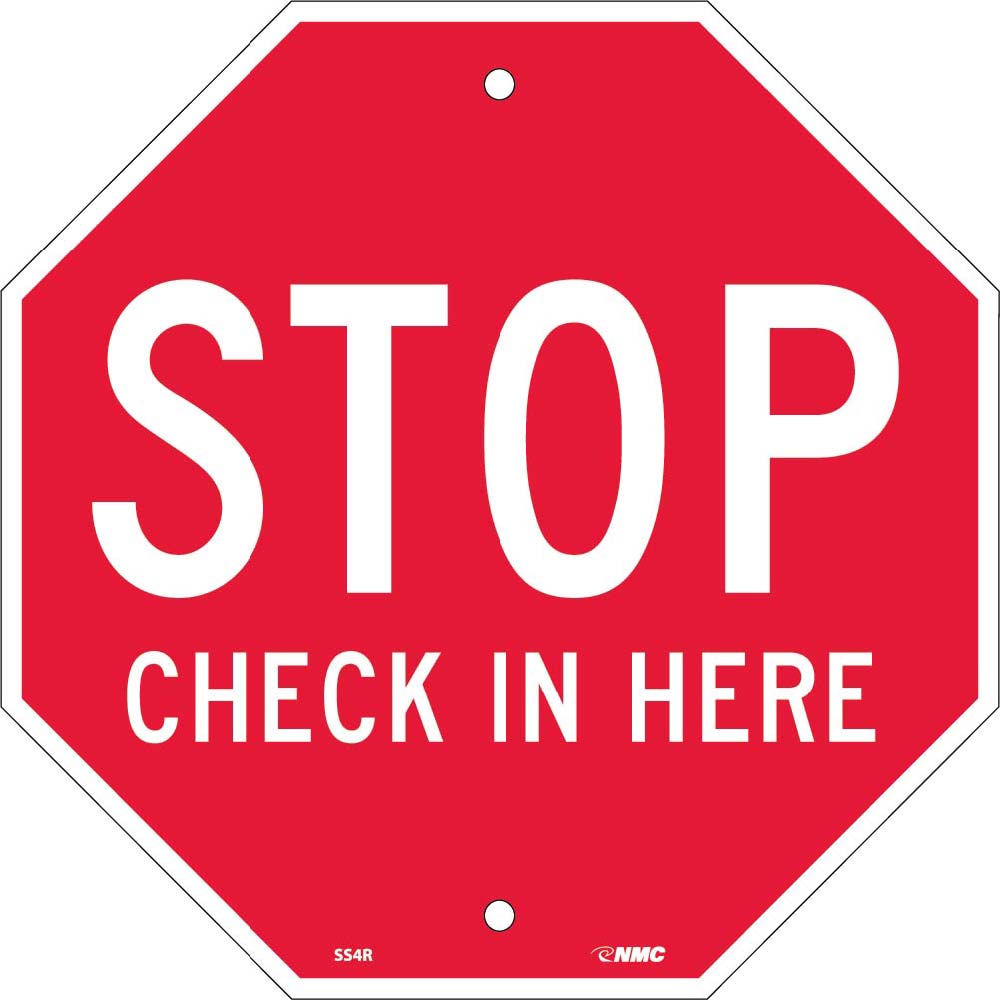 Stop Check In Here Sign-eSafety Supplies, Inc