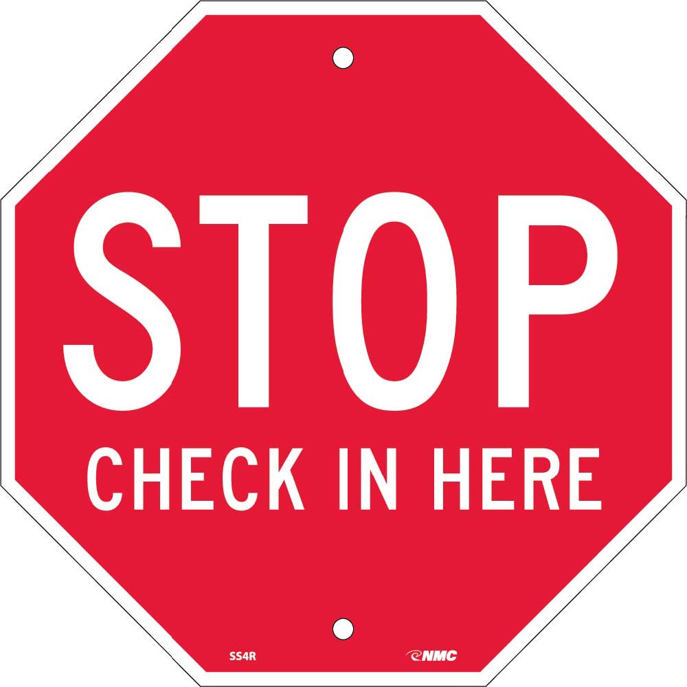 Stop Check In Here Sign-eSafety Supplies, Inc