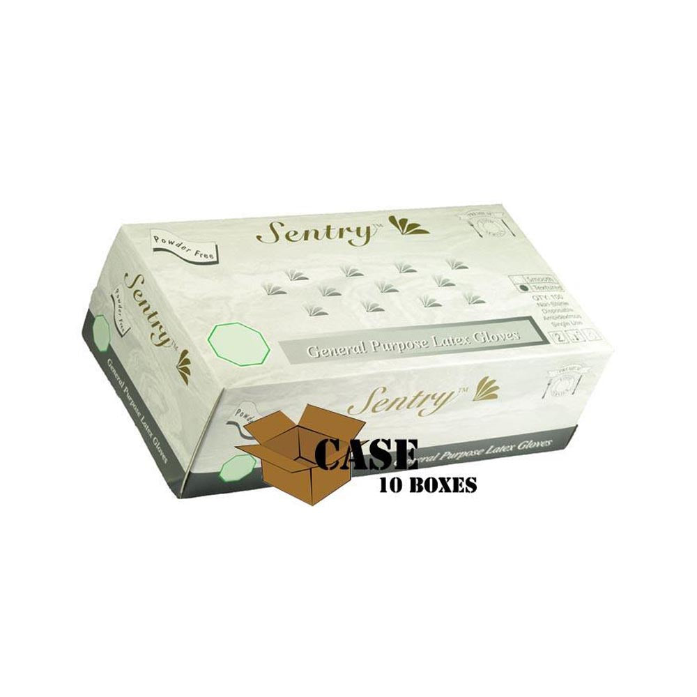 Sentry - Latex Gloves, Powder Free, Smooth - Case-eSafety Supplies, Inc