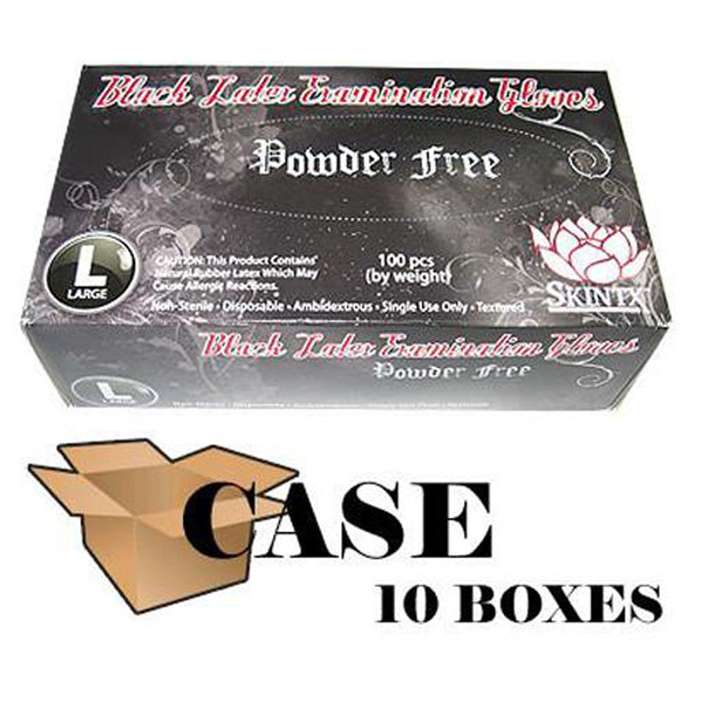 Skintx - Black Latex Powder Free Gloves - Case-eSafety Supplies, Inc