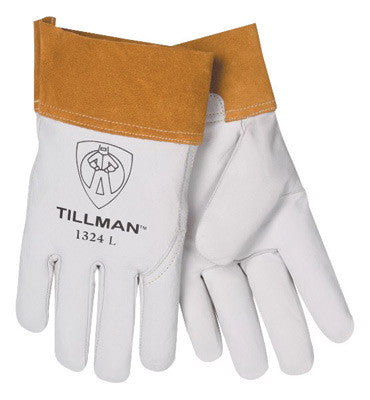 Tillman Medium Pearl Top Grain Goatskin Standard Grade TIG Welders Gloves With Wing Thumb, 4" Cuff, Seamless Forefinger And Kevlar Lock Stitching-eSafety Supplies, Inc