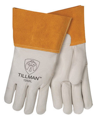 Tillman Medium Pearl Top Grain Cowhide Unlined Standard Grade MIG Welders Gloves With Wing Thumb, 4" Cuff, Seamless Forefinger And Kevlar Lock Stitching-eSafety Supplies, Inc