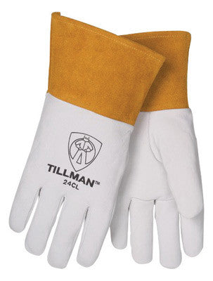 Tillman Large Pearl Top Grain Kidskin Unlined Premium Grade TIG Welders Gloves With Straight Thumb, 2" Cuff And Kevlar Lock Stitching-eSafety Supplies, Inc