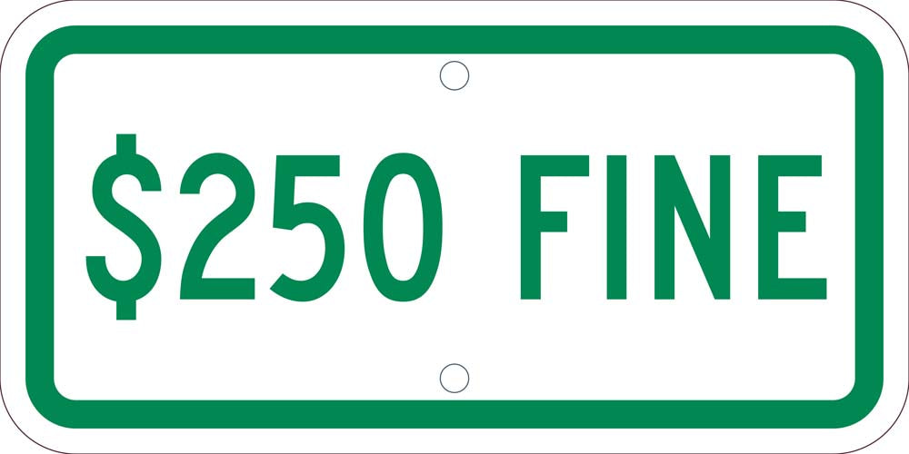 State Handicapped Parking Fine $250 Plaque-eSafety Supplies, Inc