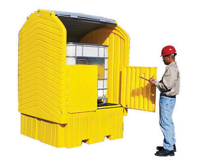 UltraTech 64 1/2" X 62" X 96" Ultra-IBC Hard Top Yellow Polyethylene Spill Pallet With 360 Gallon Spill Capacity Without Drain-eSafety Supplies, Inc