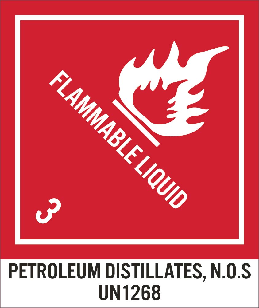 Flammable Liquid 3 Petroleum Distillates Label - Roll-eSafety Supplies, Inc