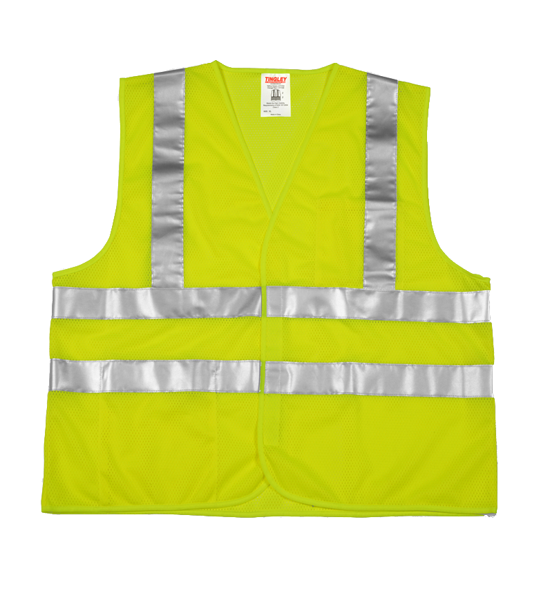 Type R Class 2 Vest - Fluorescent Yellow-Green - Polyester Mesh - Hook & Loop Closure - 2 Interior Pockets - Silver Reflective Tape-eSafety Supplies, Inc