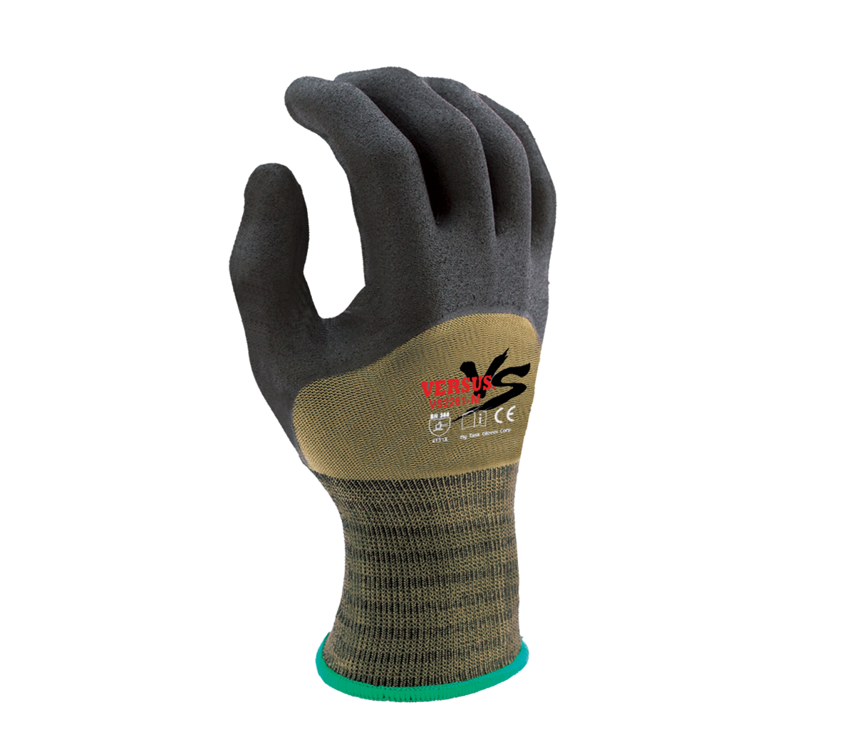 Black Micro-Foam Nitrile Knuckle coated, 15G Green Hi-Elasticity Nylon shell-eSafety Supplies, Inc