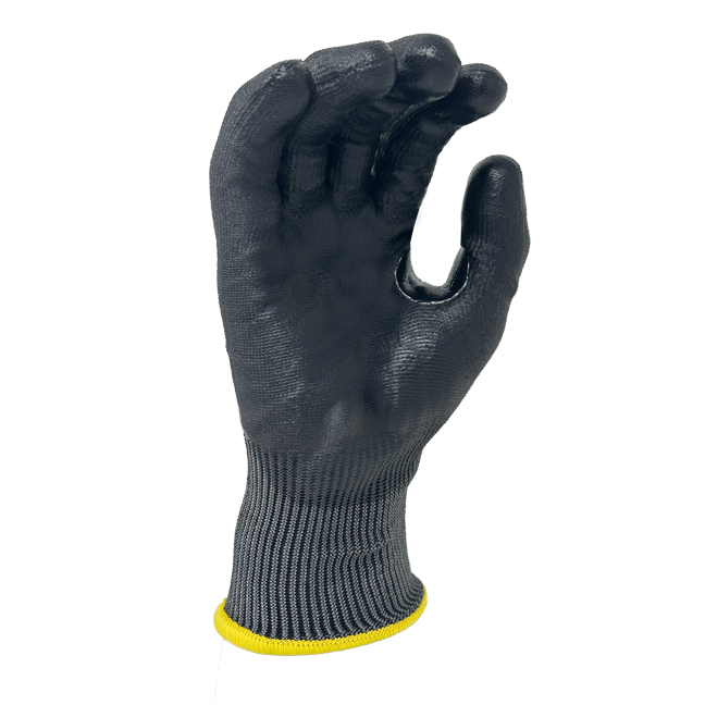 Versus Plus® - 15 Gauge Gray 80% Turnbull® yarn/20% R-PET, Gray Polyurethane Palm coated, Reinforced Thumb Saddle, ANSI Cut A5, Touchscreen compatible - Dozen