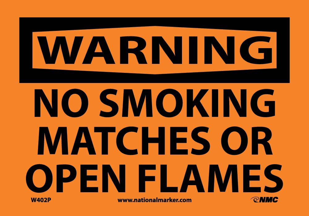 Warning No Smoking Matches Or Open Flames Sign-eSafety Supplies, Inc