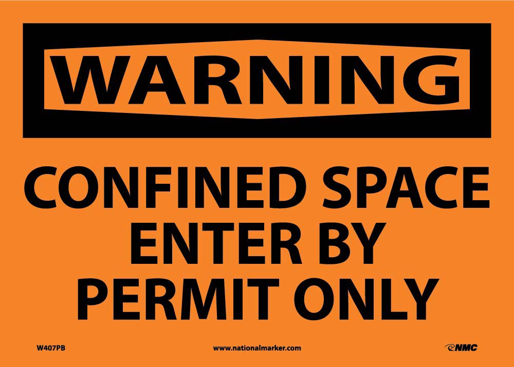 Warning Confined Space Enter By Permit Only Sign-eSafety Supplies, Inc