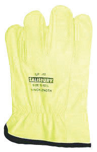 SALISBURY By Honeywell Size 11 Yellow 10" ILP Series Top Grain Cowhide Low Voltage Linesmen's Glove Protector With Straight Cuff, Leather On Palm Side And Orange Vinyl On Back-eSafety Supplies, Inc