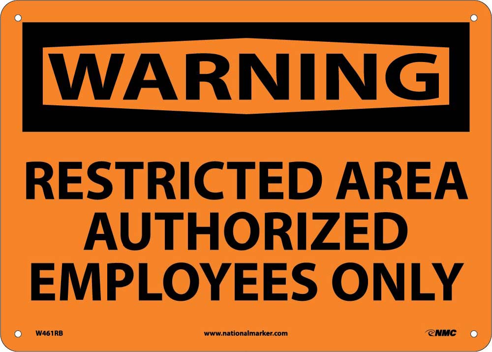 Warning Restricted Area Authorized Employees Only Sign-eSafety Supplies, Inc