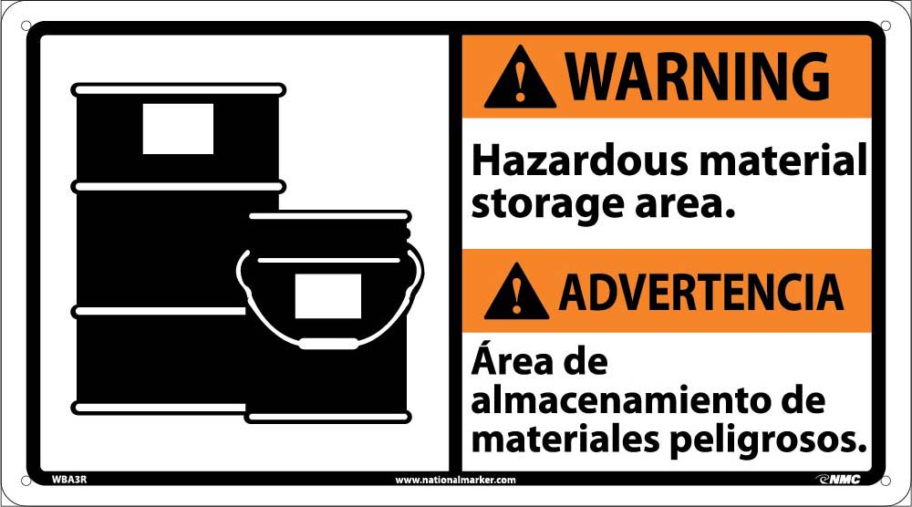 Warning Hazardous Material Storage Area Sign - Bilingual-eSafety Supplies, Inc