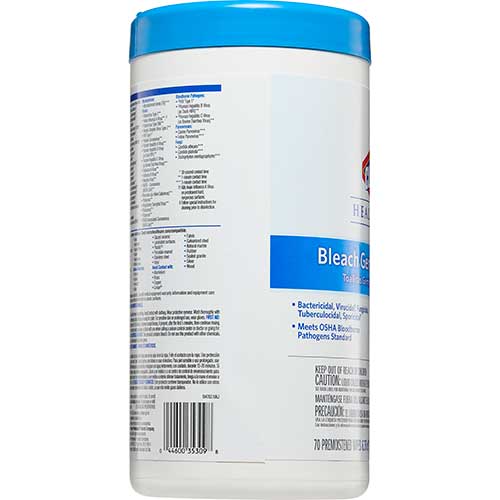 Clorox Healthcare® Bleach Germicidal Wipes Canister (70 Wipes)-eSafety Supplies, Inc