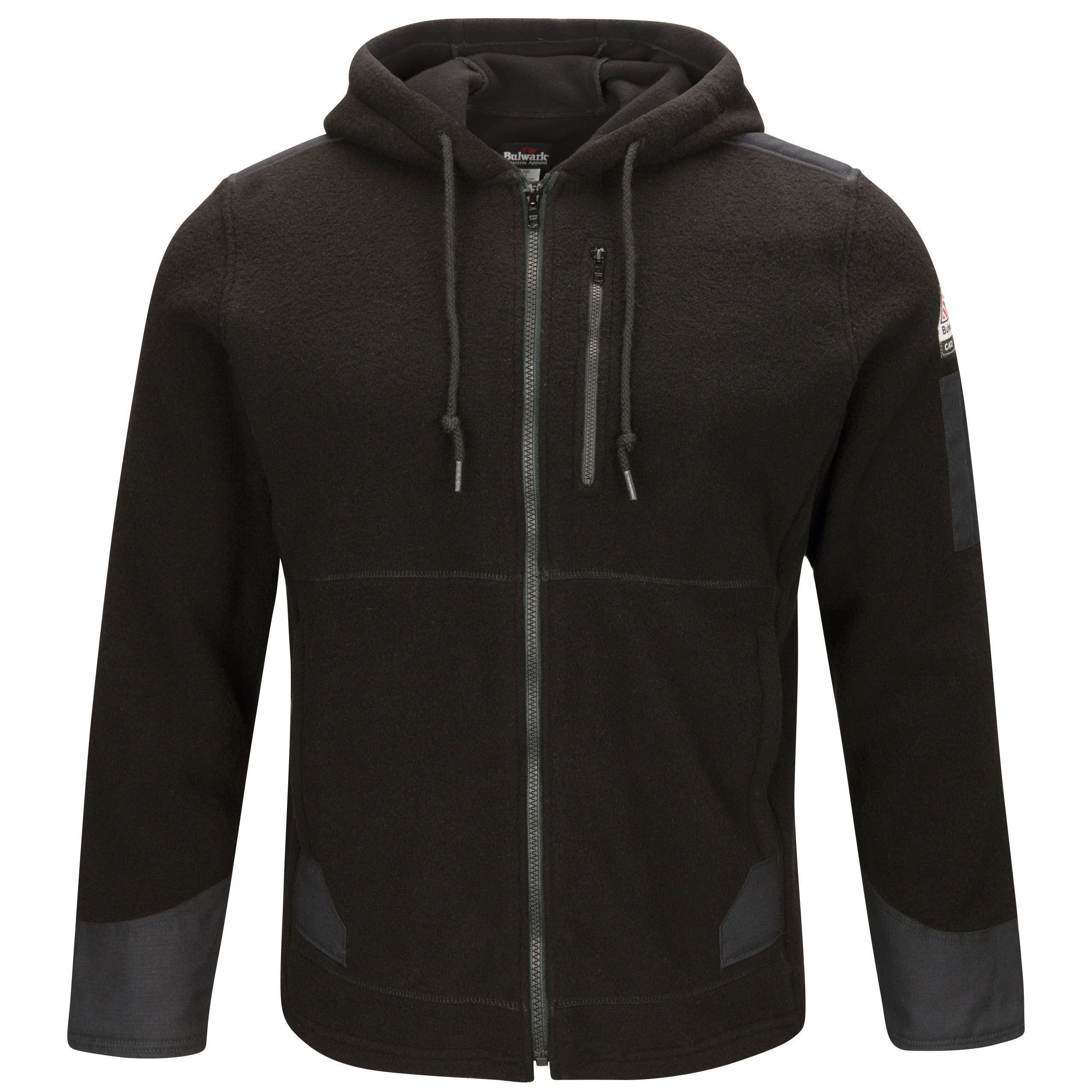 Men's Front Zip Modacrylic Blend Fleece Hoodie SMH8 - Black-eSafety Supplies, Inc