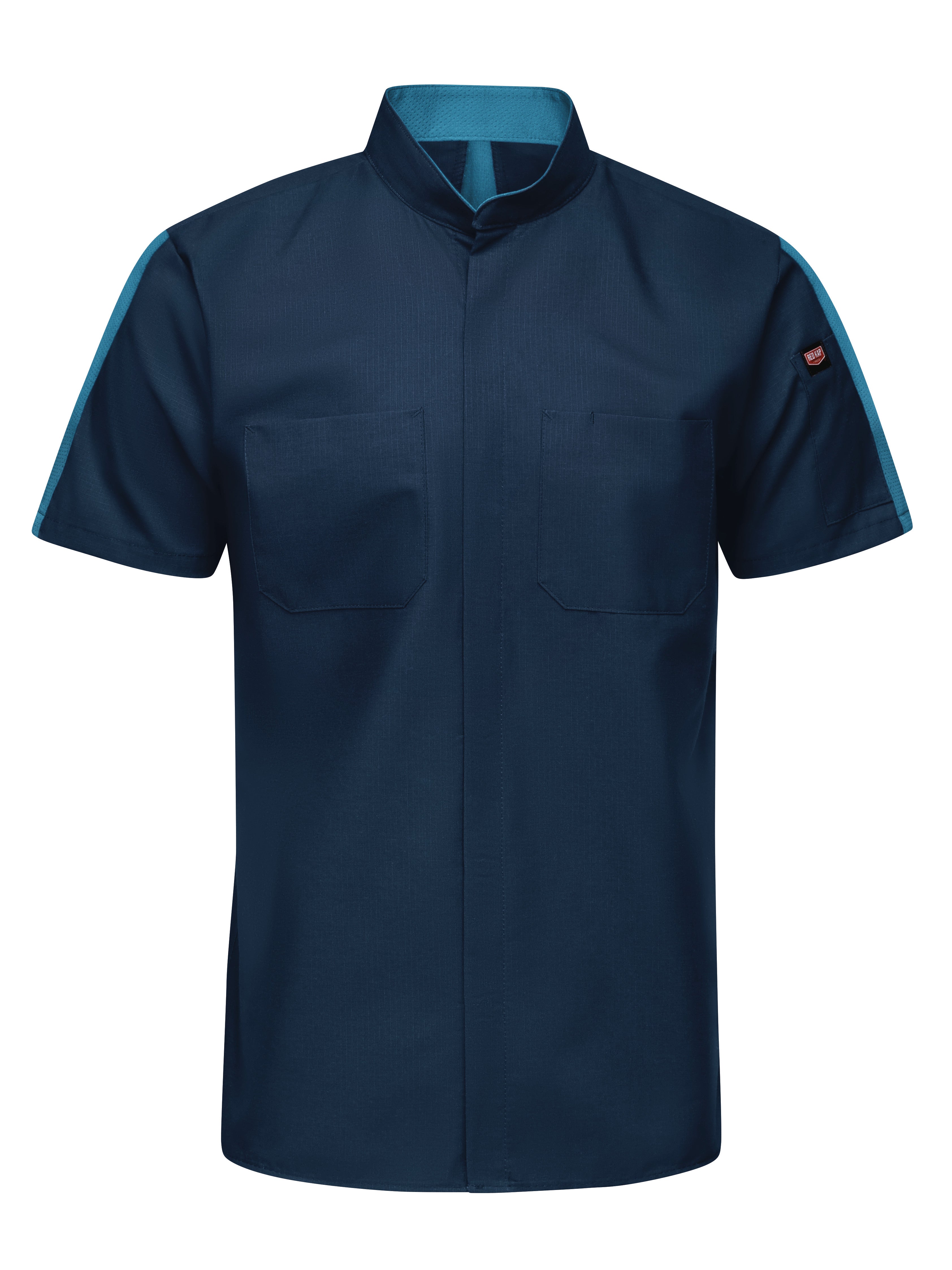 Men's Short Sleeve Two Tone Pro+ Work Shirt with OilBlok and Mimix SX46 - Navy |Teal-eSafety Supplies, Inc