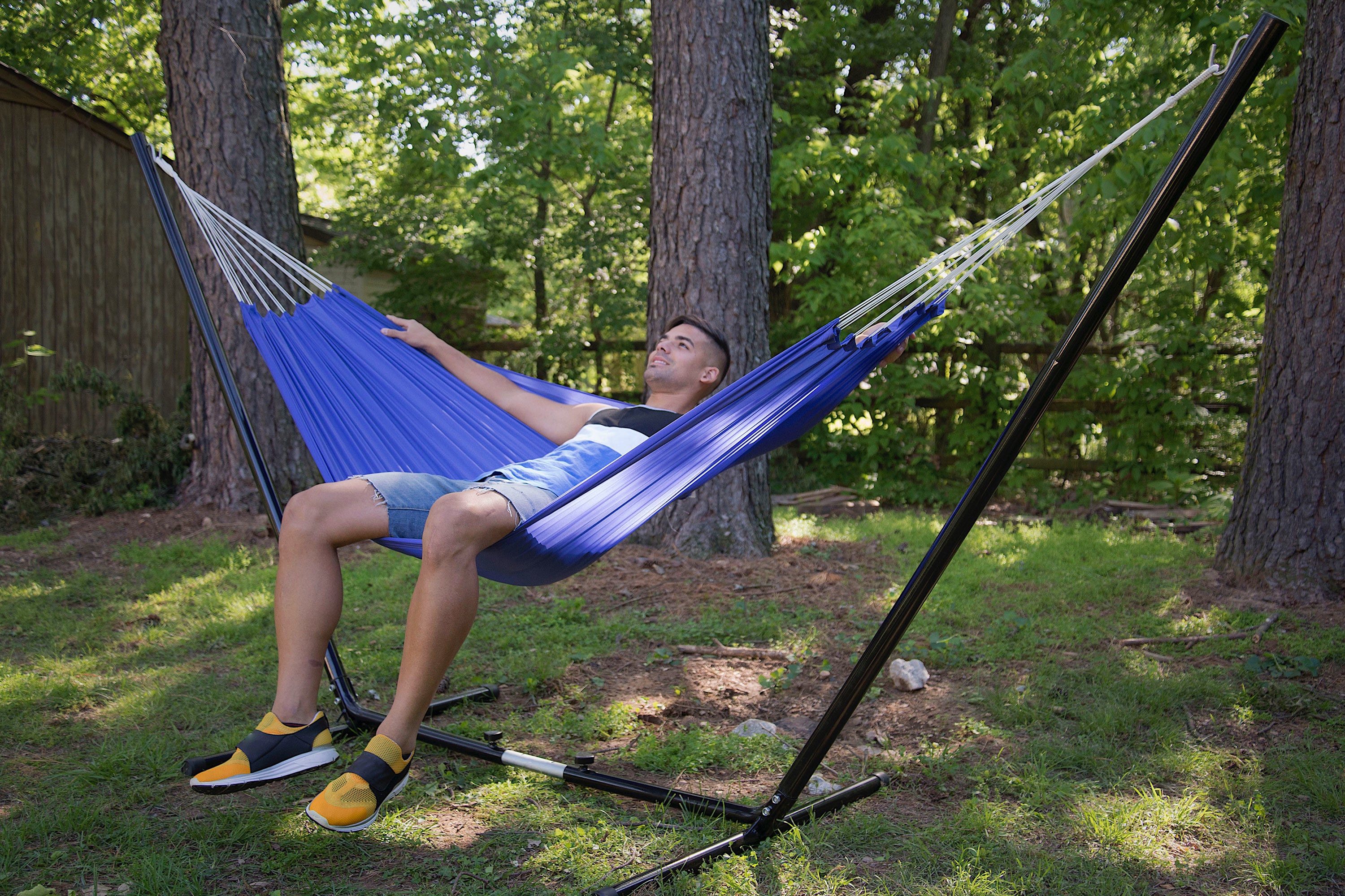 Malibu Nylon Packable Hammock - 86 In X 56 In - Royal Blue-eSafety Supplies, Inc