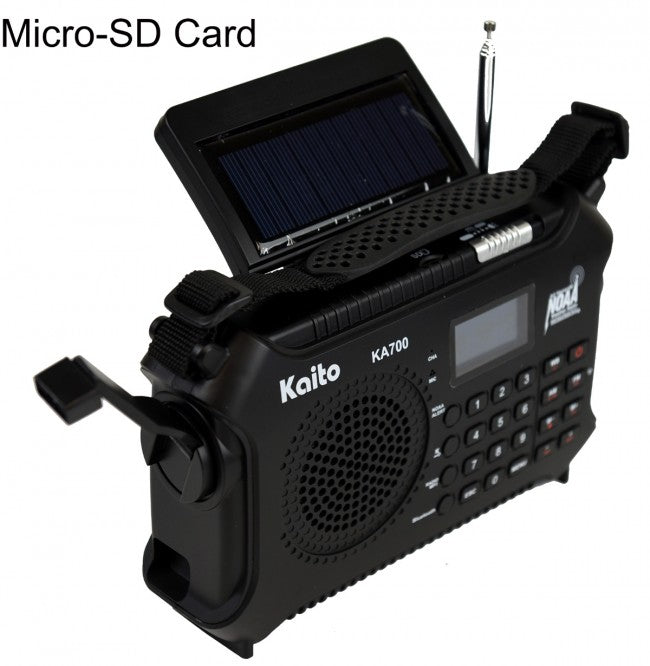 Kaito KA700 Bluetooth Emergency Hand Crank Dynamo & Solar Powered AM FM Weather Band Radio-eSafety Supplies, Inc